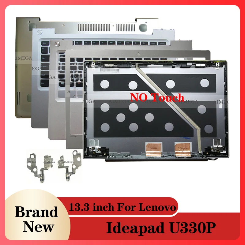 NEW Laptop LCD Back Cover/Front Bezel/Hinge/Palmrest/Bottom Case For Lenovo Ideapad U330 U330P U330T 3CLZ5LCLV00 Silver NO Touch