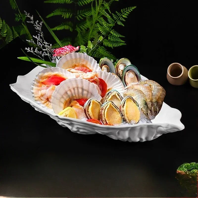 Simulated Oyster Stinger Plate Creative Salmon Scallops Sweet Shrimp Seafood Platter Melamine Special Tableware Dinner Plates G