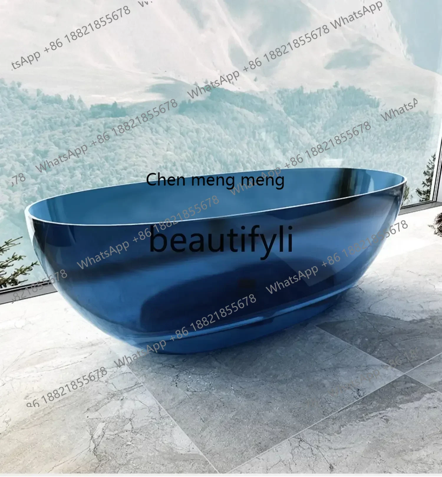 M178 CC Transparent Bath Oval Artificial Stone Resin Color Crystal Double Bath