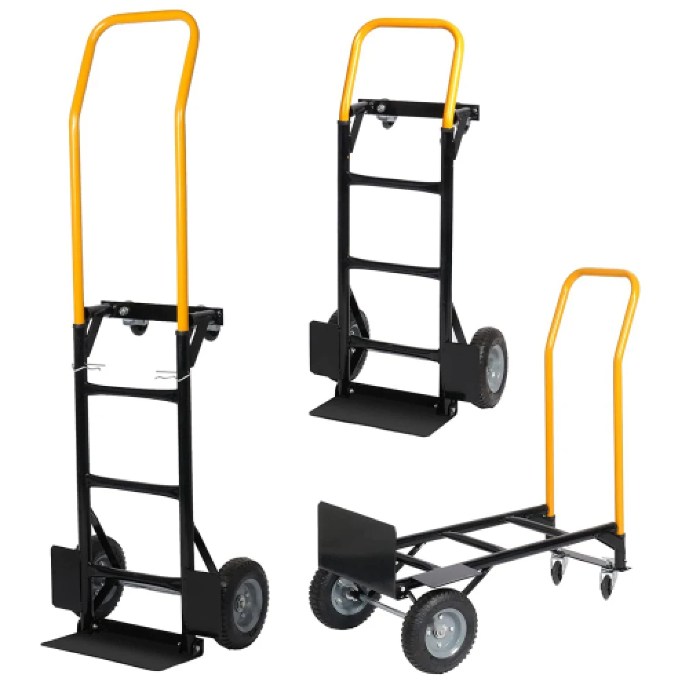 

Hand Truck Dual Purpose 2 Wheel Dolly Cart and 4 Wheel Push Cart with Swivel Wheels 330 Lbs Capacity Heavy Duty Platform Cart fo