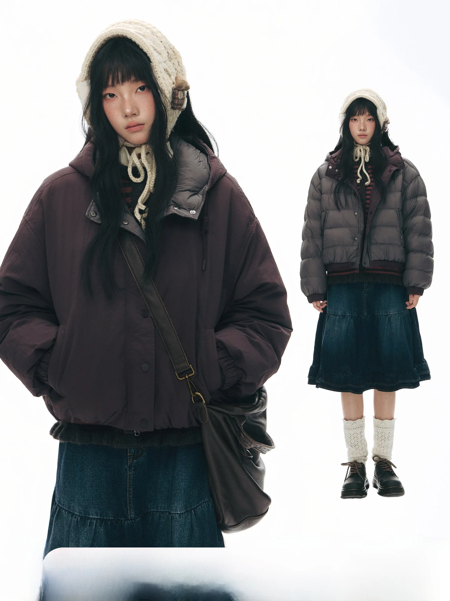 

TAKEANAP Naptime Original Double-Sided Wear Women's down Jaet 90% White Du Feather Cotton Coat Warm Winter Outerwear