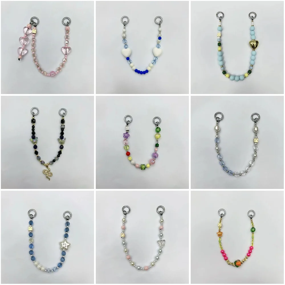 2 حلقات عالمية الخرز الهاتف سحر سلسلة قصيرة أحزمة الهاتف المحمول آيفون الحبل سوار لسامسونج غالاكسي