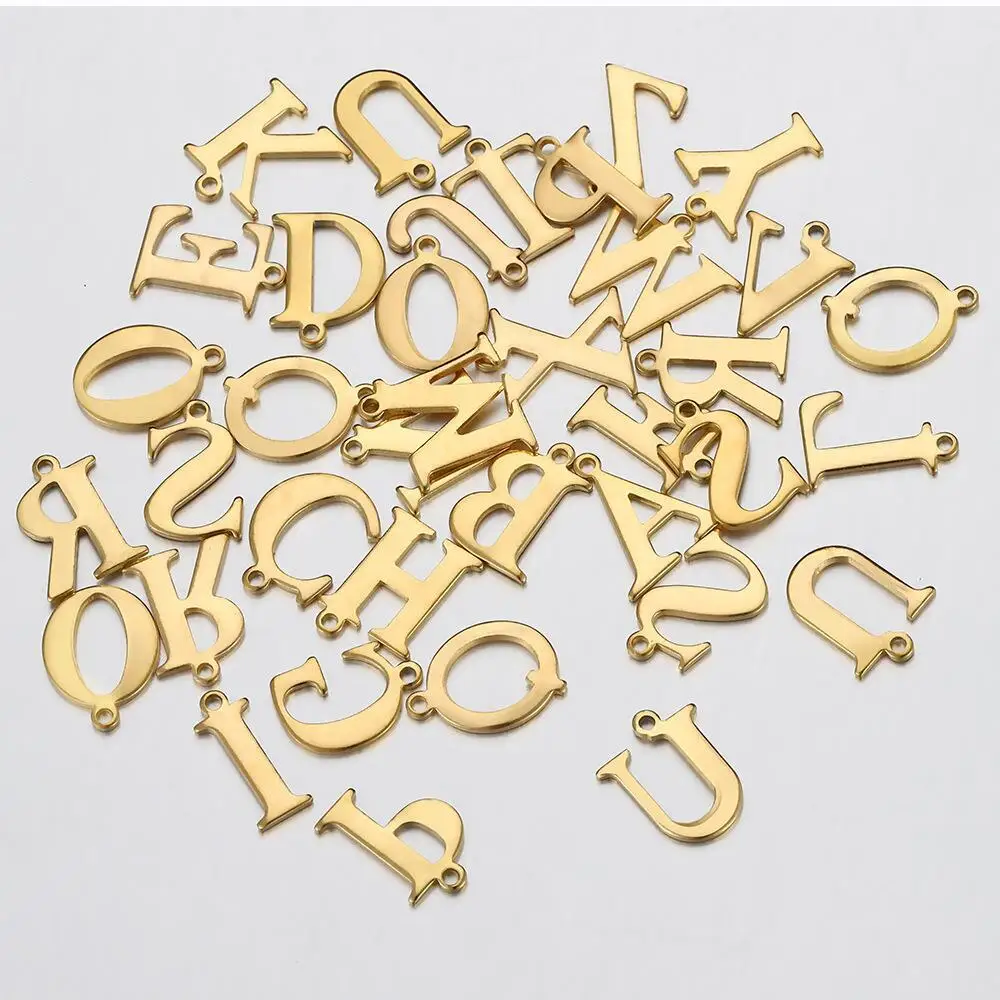 A-Z Intials Letter Stainless Steel Charms,DIY Making Accessories Alphabet Pendant Bracelets,Support Wholesale Jewelry