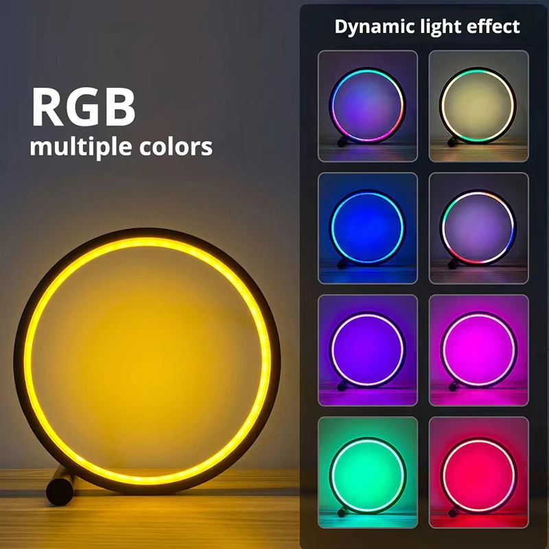 โคมไฟตั้งโต๊ะแสงไฟ LED กลางคืนอัจฉริยะ RGB สร้างบรรยากาศตั้งโต๊ะการควบคุมผ่านแอปบลูทูธเหมาะสำหรับตกแต่งห้องห้องนอนข้างเตียงเล่นเกม