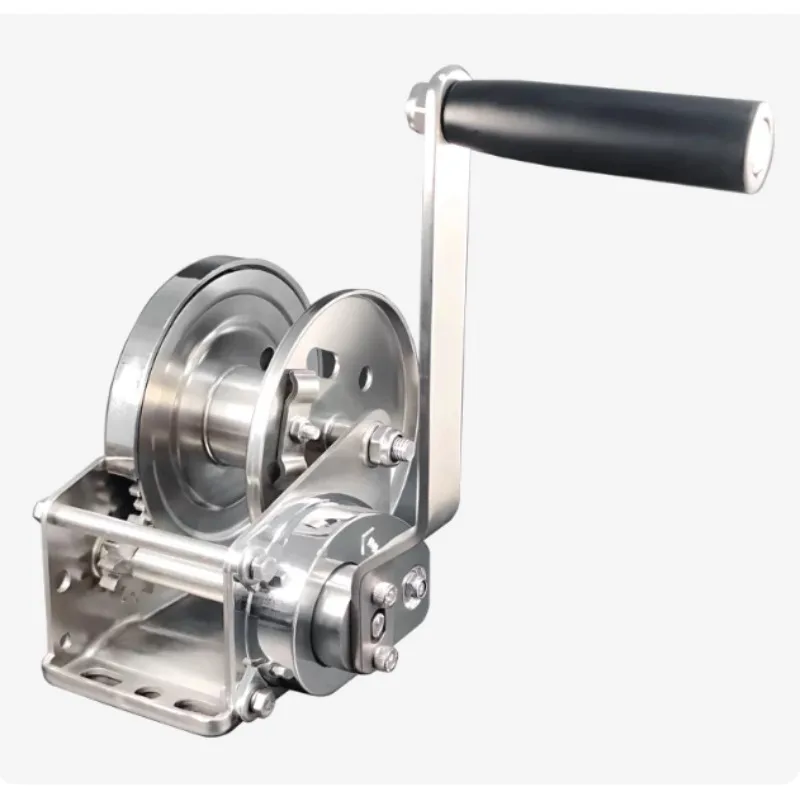 Two-way Self-locking Manual Winch, 304 Stainless Steel Hand Crank Recovery Winch 800 1200 2000LB for Boat ATV Trailer