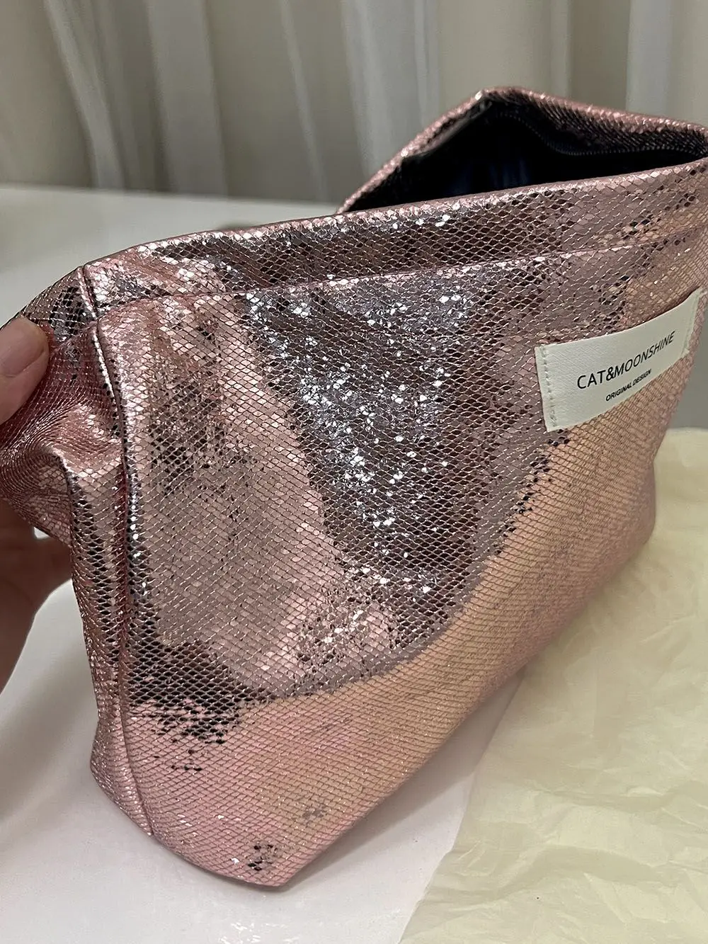 Large Glittery Cosmetic Bag for Women, Toiletry Bag, Storage Bag for Going Out, Simple and Portable Storage Bag