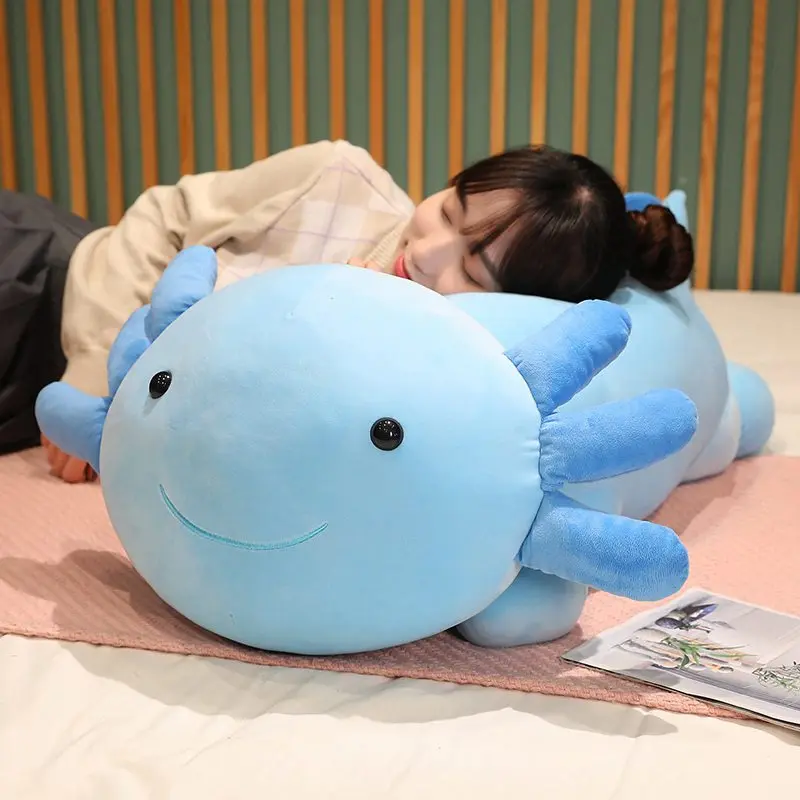 Juguete de peluche colorido gigante para niños, almohada larga de peluche, cojín de apaciguamiento de pez, salamandra, Axolotl, lindo, regalo para niños