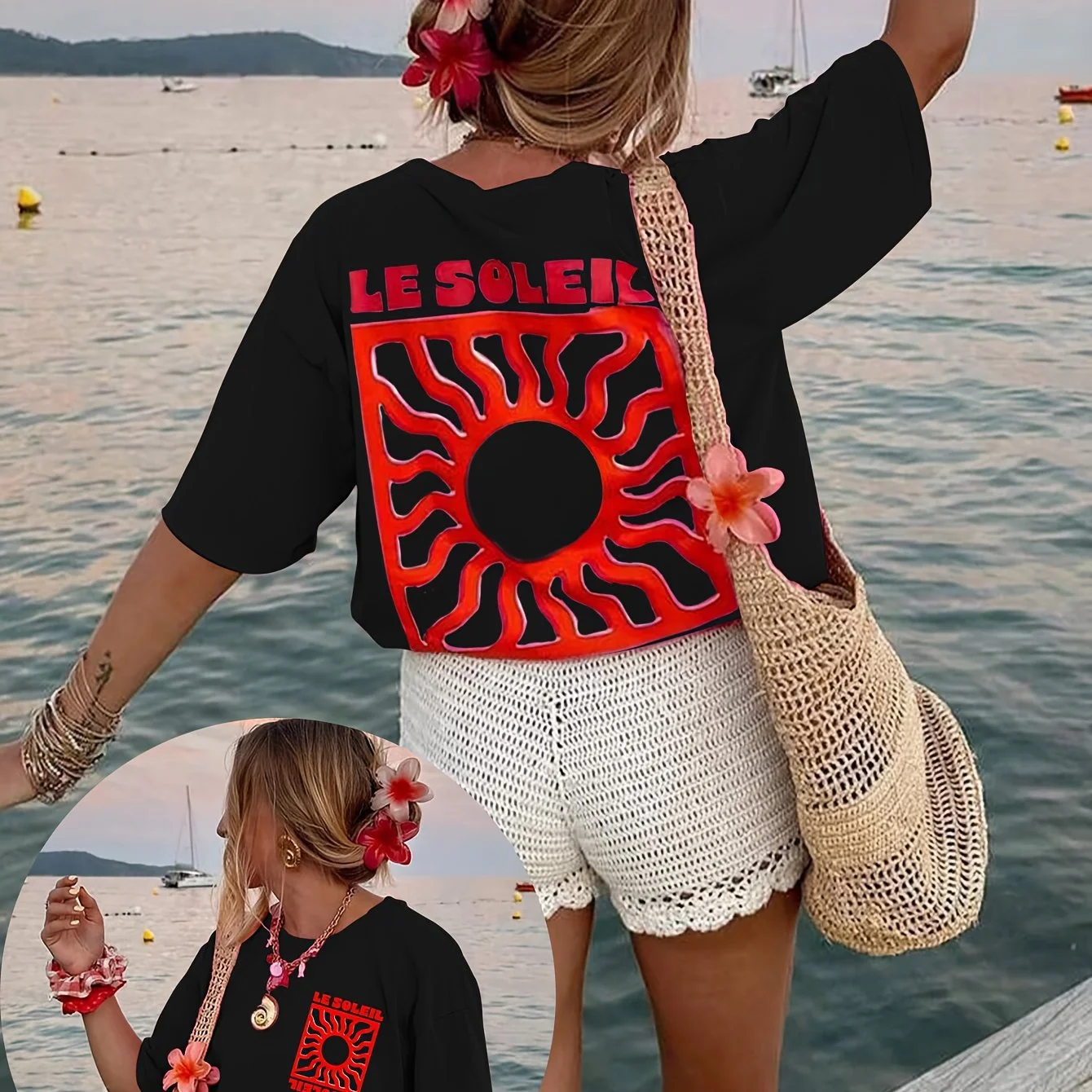 Summer Clothing Vacation - レディースサマービーチバケーションプリントTシャツ、軽量で通気性があり、夏の女性服グラフィックTシャツに最適です。