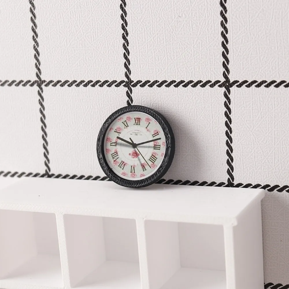 7Pcs 1:12 Dollhouse Miniature Wall Clock Simulated Round Pretend Play Furniture Simple Realistic Details