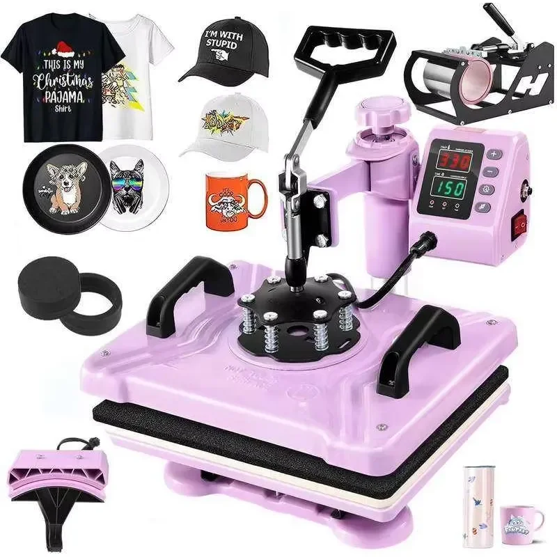 STROVAN 5-in-1 Digital Electric Heat Press Machine for Sublimation Transfer Hot Selling T-Shirts Mugs Caps Easy to Operate
