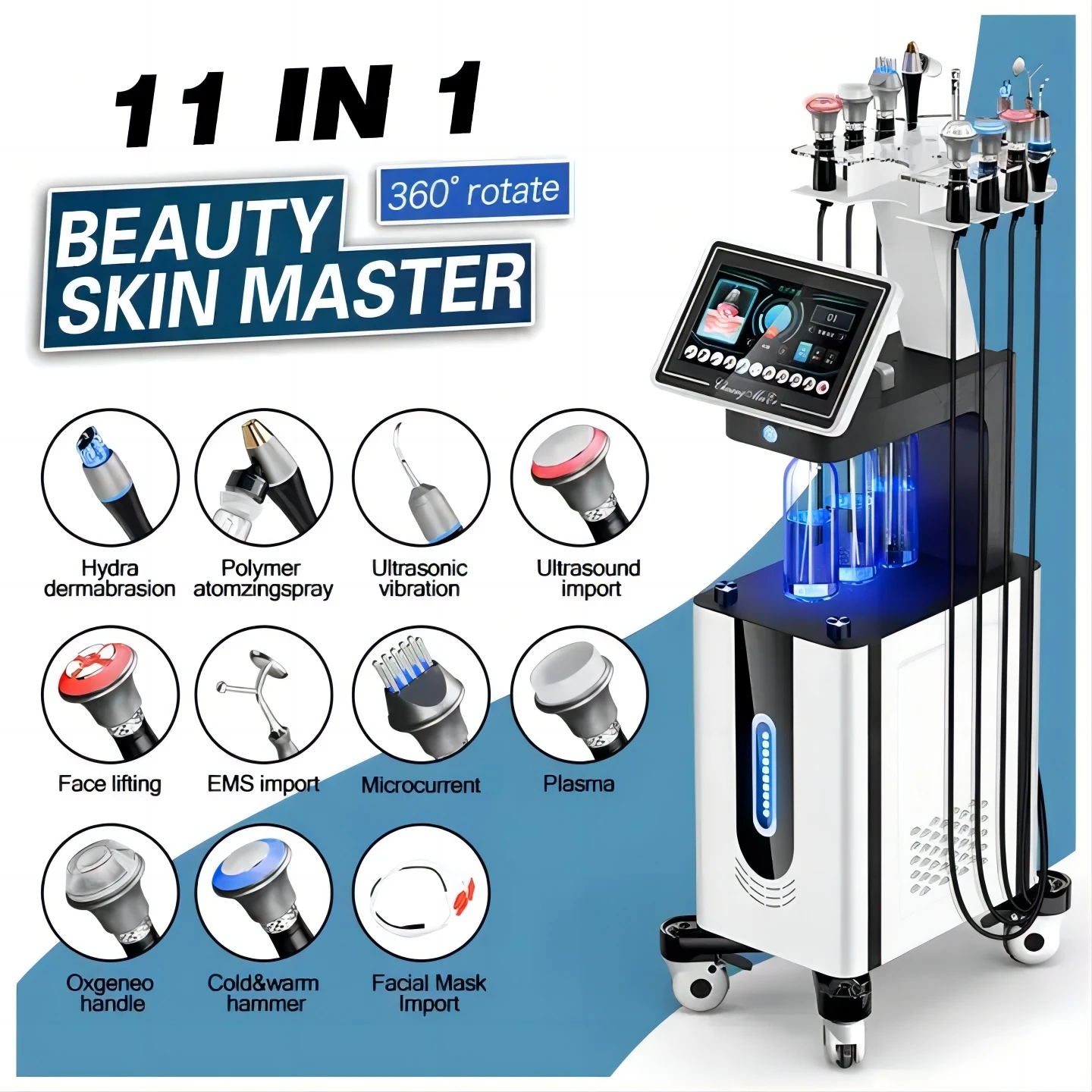 Multi Functional Hydration Machine Ultrasonic Device Ems Pads Face Body Rejuvenation Wrinkle Remove Hot Sale