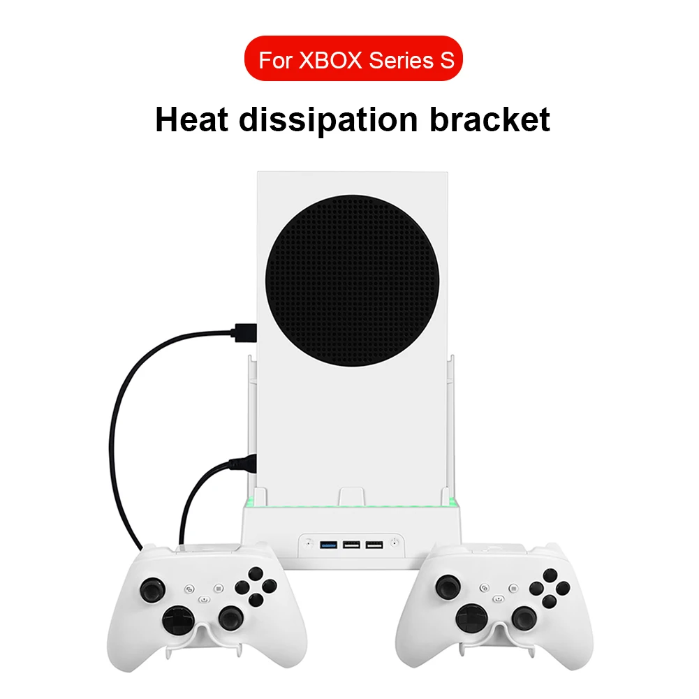 Cooling Fan Stand For XBOX Series S Console Vertical Radiator Dock 7 Lighting Modes Console Cooling Fan Host Storage Holder