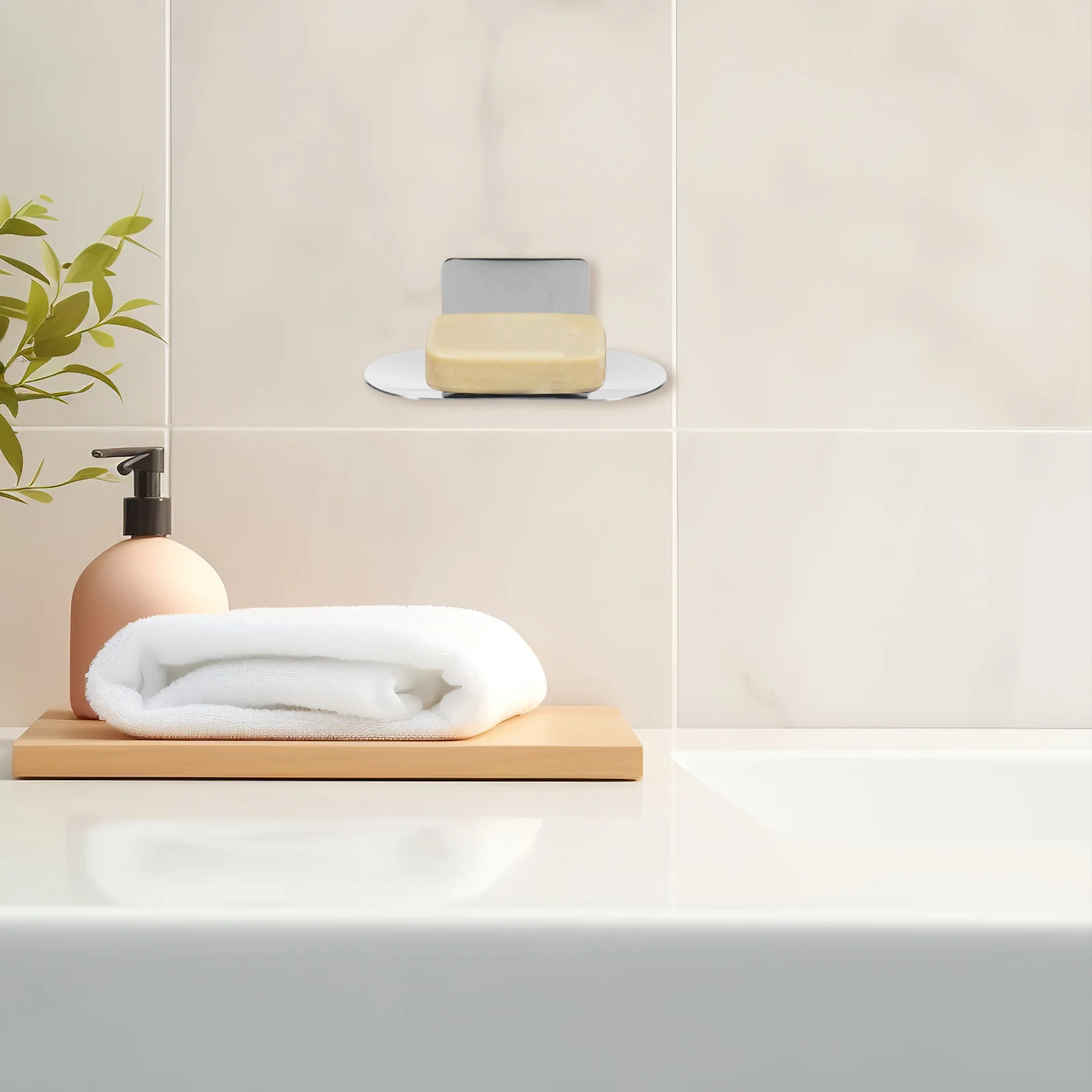 

2Pcs Stainless Steel Adhesive Soap Holder No Drilling Soap Dish for Shower Bathroom with Drainage and Easy Clean