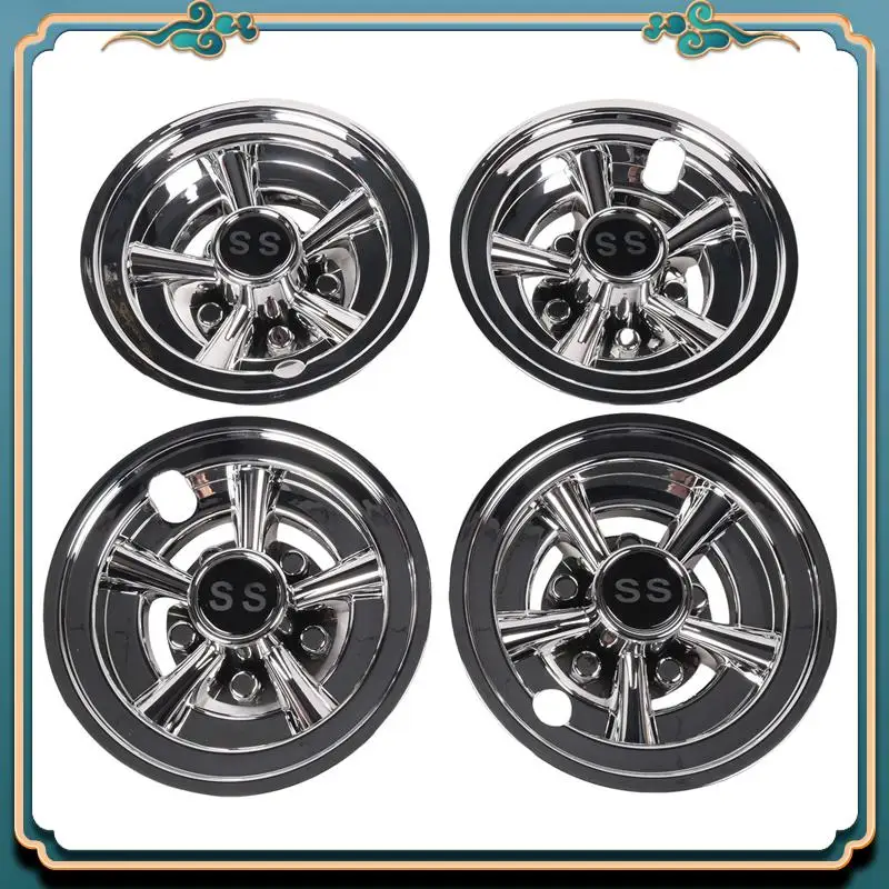 4Pcs Golf Cart Ss Hub Cover Accessories Kit For Ezgo Club Car Hub Caps 8-Inch Chrome Silver Plated Hubcaps Highly Recomme