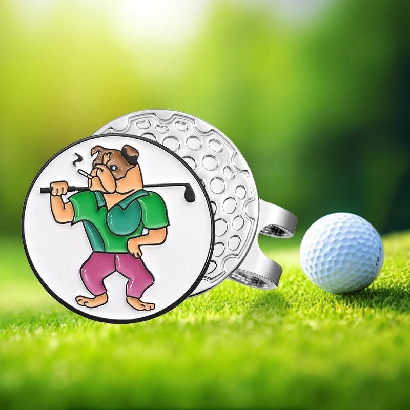 Golf Ball Marker Funny Dogs Pattern Magnetic Golf Hat Clips Baseball Cap Decorative Accessories Clips Golf Training Supplies