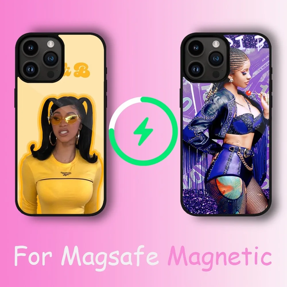 Singer Cardi B Phone Case For iPhone 11 12 13 14 15 Max Plus Pro Wireless Magnetic Magsafe Charging Shell