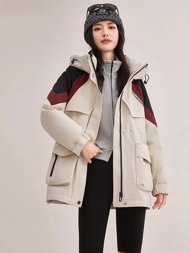 

Повседневная универсальная женская парка-пальто Зима 2026 Новинка Утепленная хлопковая куртка большого размера для невысоких женщин