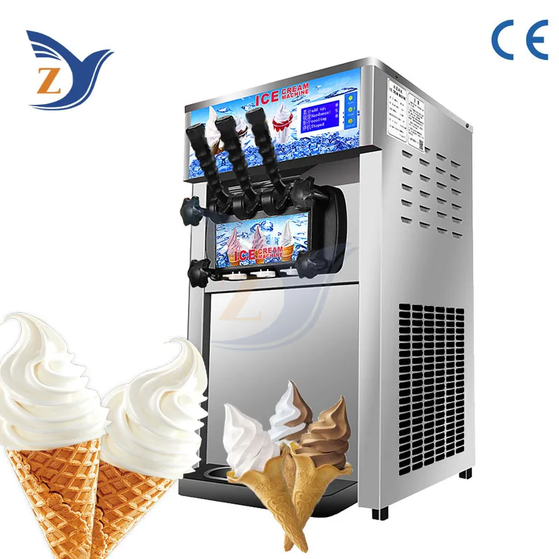 Ice Cream Making Machine ZY-168 Stainless Steel 1200W Table Type Small Automatic Commercial Double Storage Cylinder Equipment