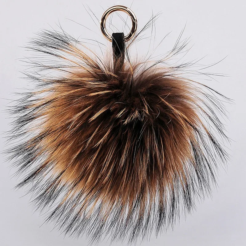 15cm Fluffy Raccoon Fur Ball Pom Pom Keychain Porte Clef Pompom De Fourrure Llavero Pompon Keyring Chaveiro Charm Bag Pendant