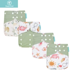 Happyflute New Desig Hot Sale OS Pocket Diaper Washable&Reusable Absorbent Ecological Diaper Cover Adjustable Baby Nappy 4Pcs