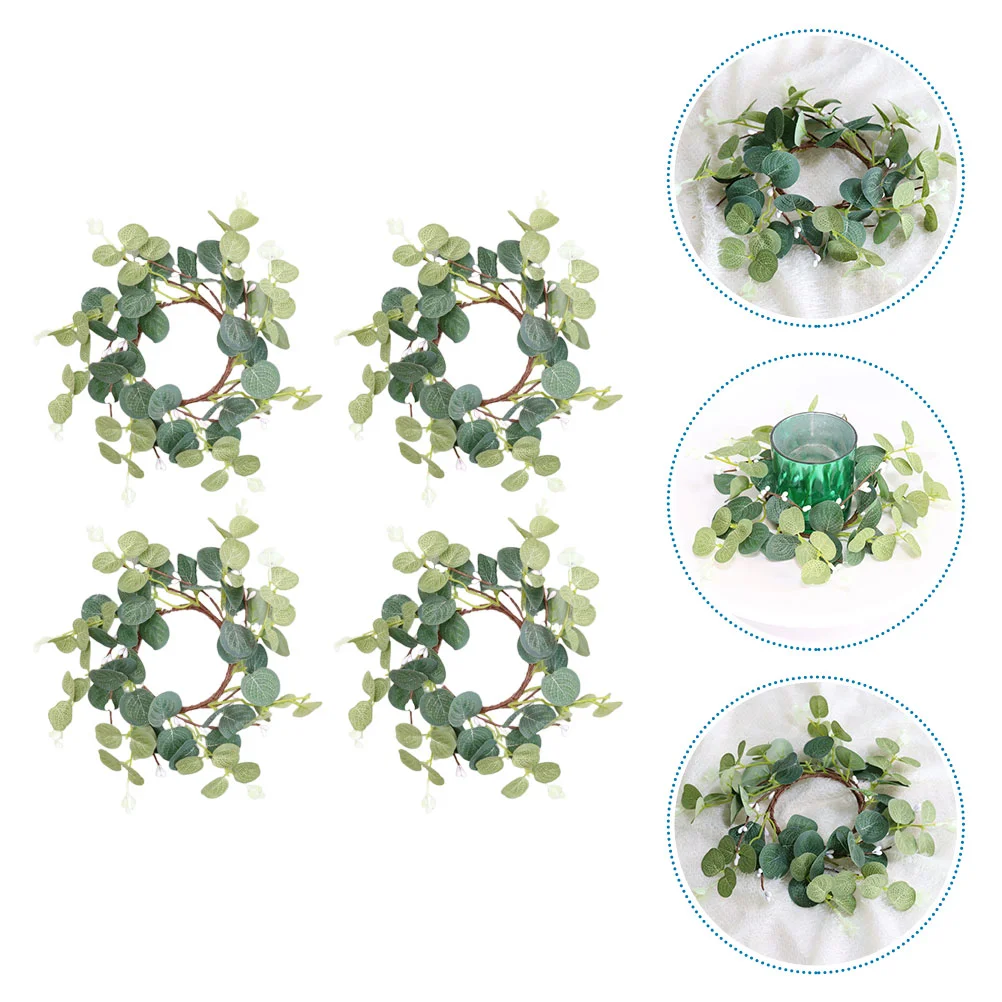 

4 Pcs Easter Ring Wreaths Decor The Flowers for Silk Leaf Door Window Pendant