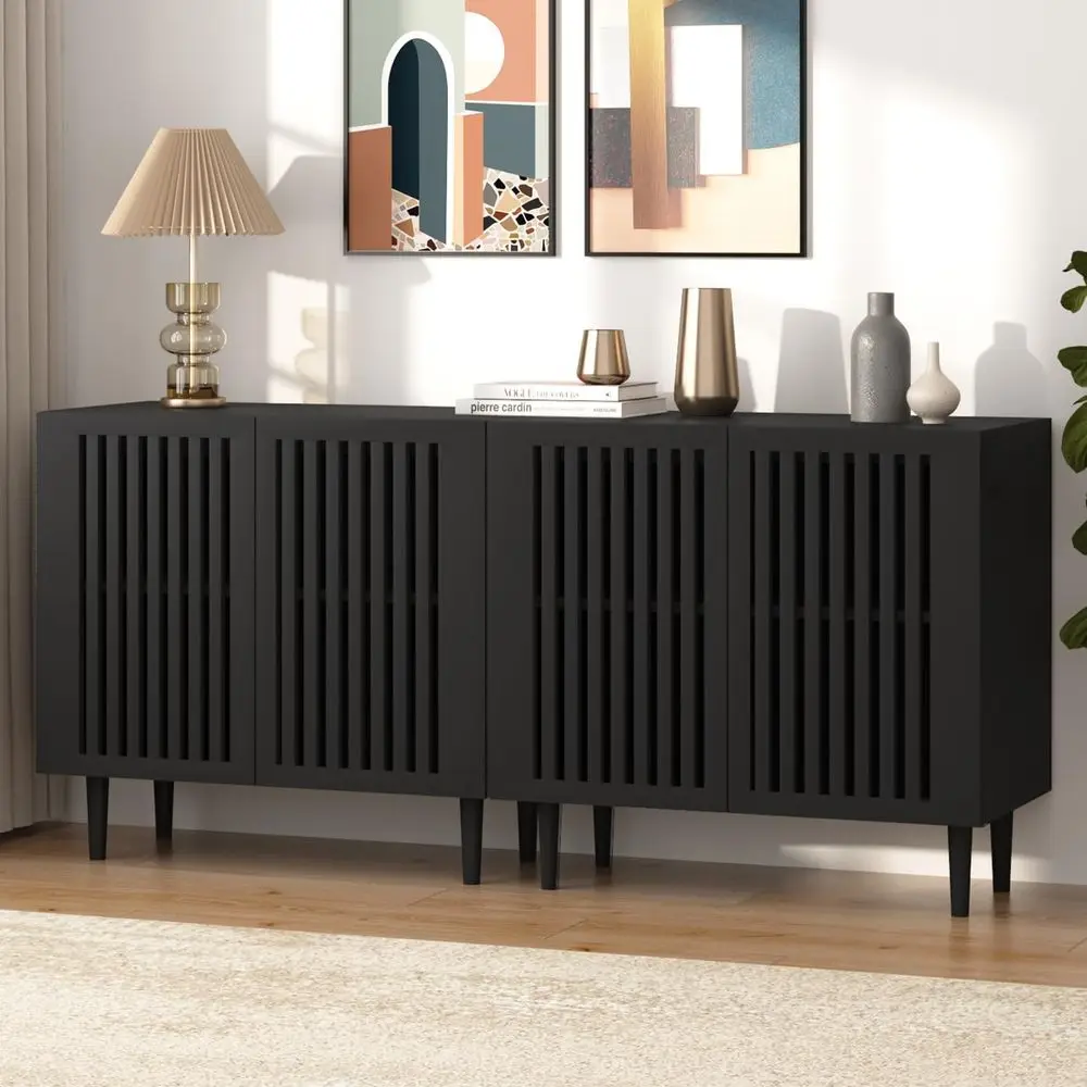 

Комплект из двух шкафов, буфет 63 см с 4 дверцами и регулируемыми полками, тумба-сервант из массива дерева для кофе-бара, для кухни, столовой, гостиной