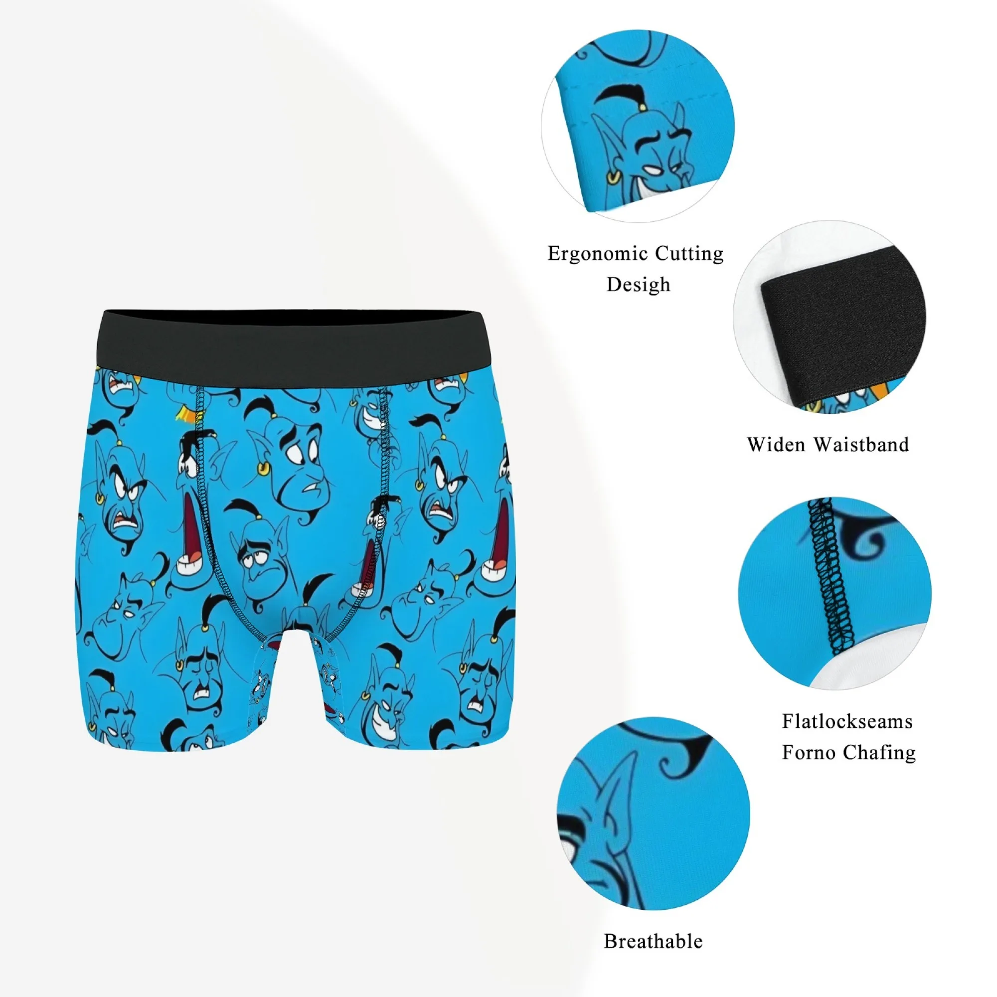 

Новинка, модное мужское нижнее белье в стиле ретро с принтом Аладдина джини, мужское нижнее белье в стиле комиксов, удобные дышащие мужские шорты-боксеры, забавный подарок