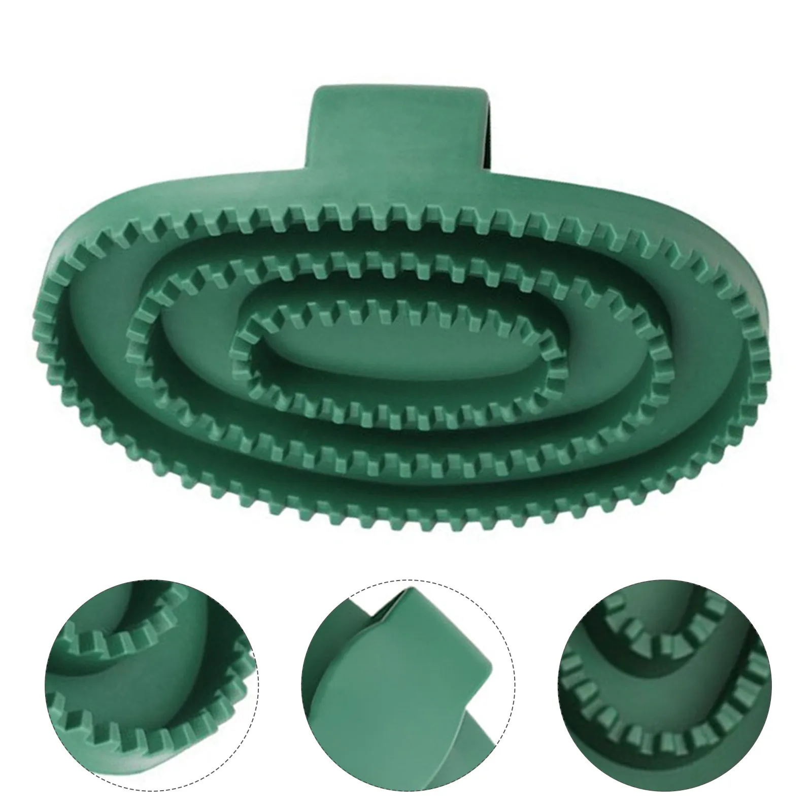 Rubber Horse Curry Brush Ergonomic Handle Grooming Comb Horse Bath Shampoo Massage Pet Deshedding Tool Mud Removal