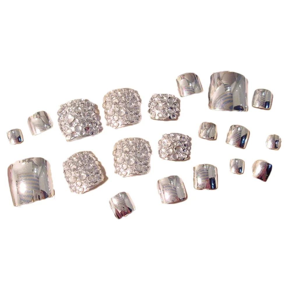 24 قطعة مجموعة نصائح الأظافر للنساء العصرية سباركلي أظافر وهمية DIY بها بنفسك أظافر صناعية الفن مجموعة أنيقة غطاء كامل تصميم صالون الاستخدام المنزلي #5