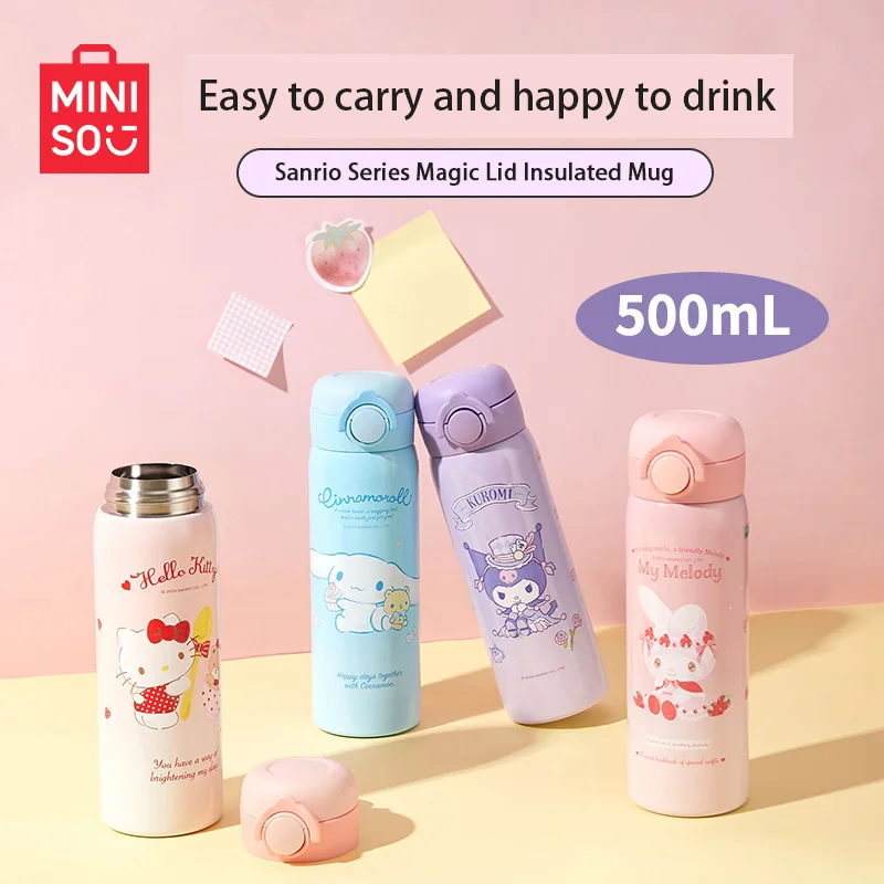 MINISO Sanrio pop lid insulation cup high value portable cute warm cup large capacity girls