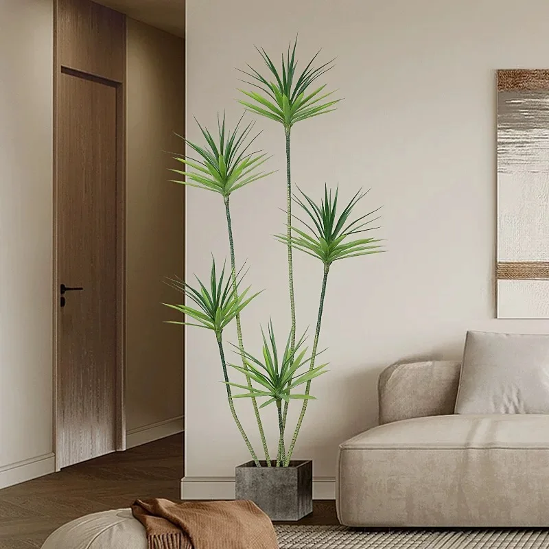 86 Zoll großer Dracaena-Kunstbaum, tropische Palmenpflanzen, künstliche Bananenblätter aus Kunststoff für Zuhause, Garten, Innenbereich, Shop-Dekoration