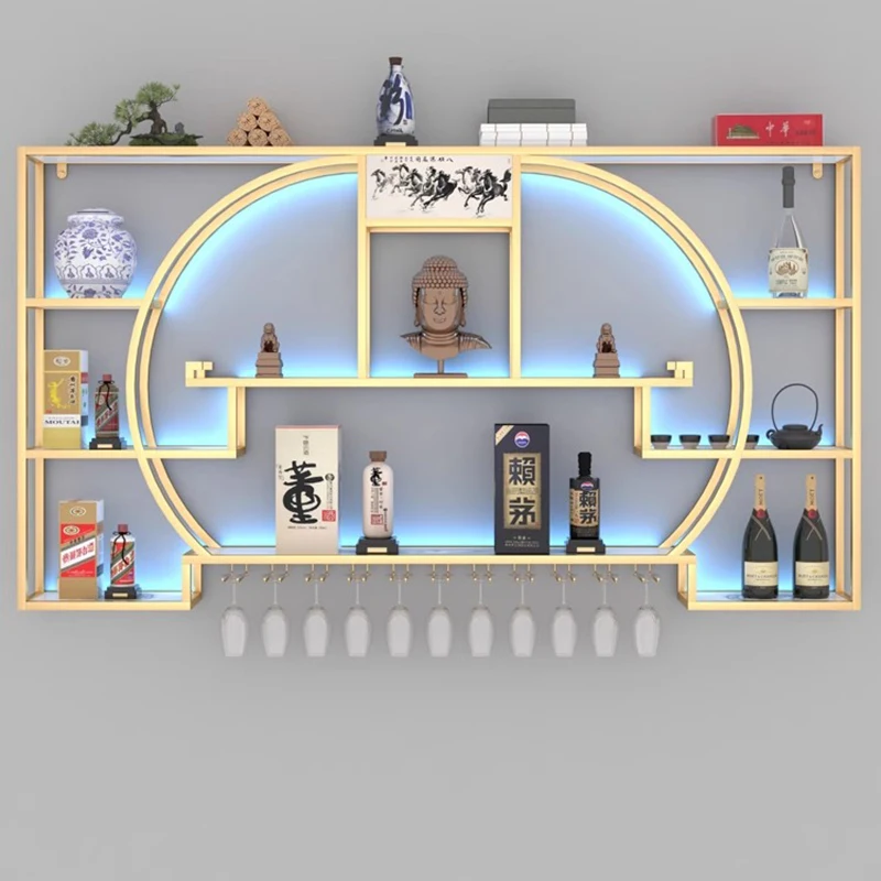 

Commercial Cocktail Wine Cabinets Retail Small Whisky Inverted Restaurant Wine Rack Wall Mounted Liquor Stojak Na Wino Furniture