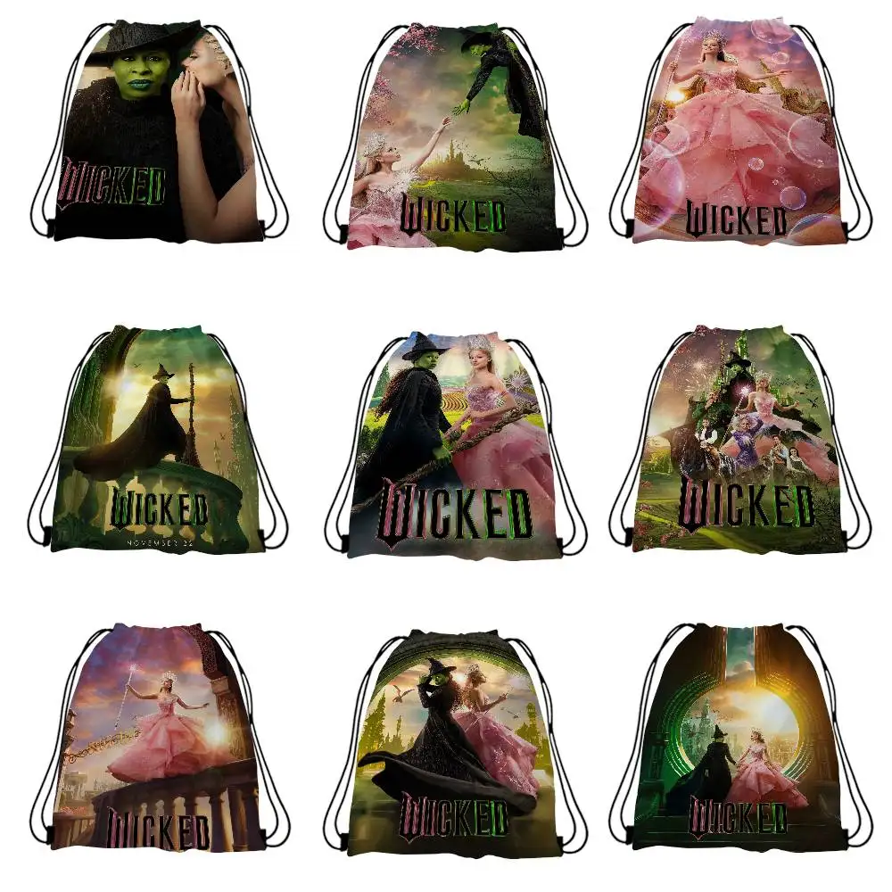 Movie Wicked Print Drawstring Bags Party Gift Bags, Drawstring Backpacks Sports Gym Travel Leisure Use