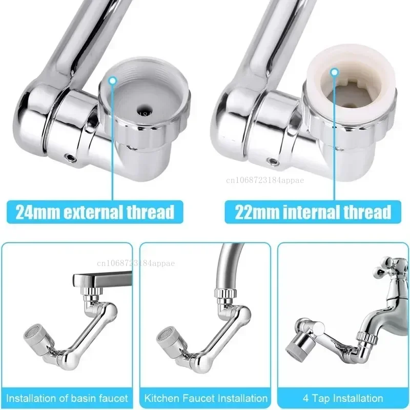 Multifunction 1080° Rotation Faucet Sprayer Head 22/24mm Adaptor Faucet Extender Aerator Splash Bubbler Nozzle Kitchen Tap Tools