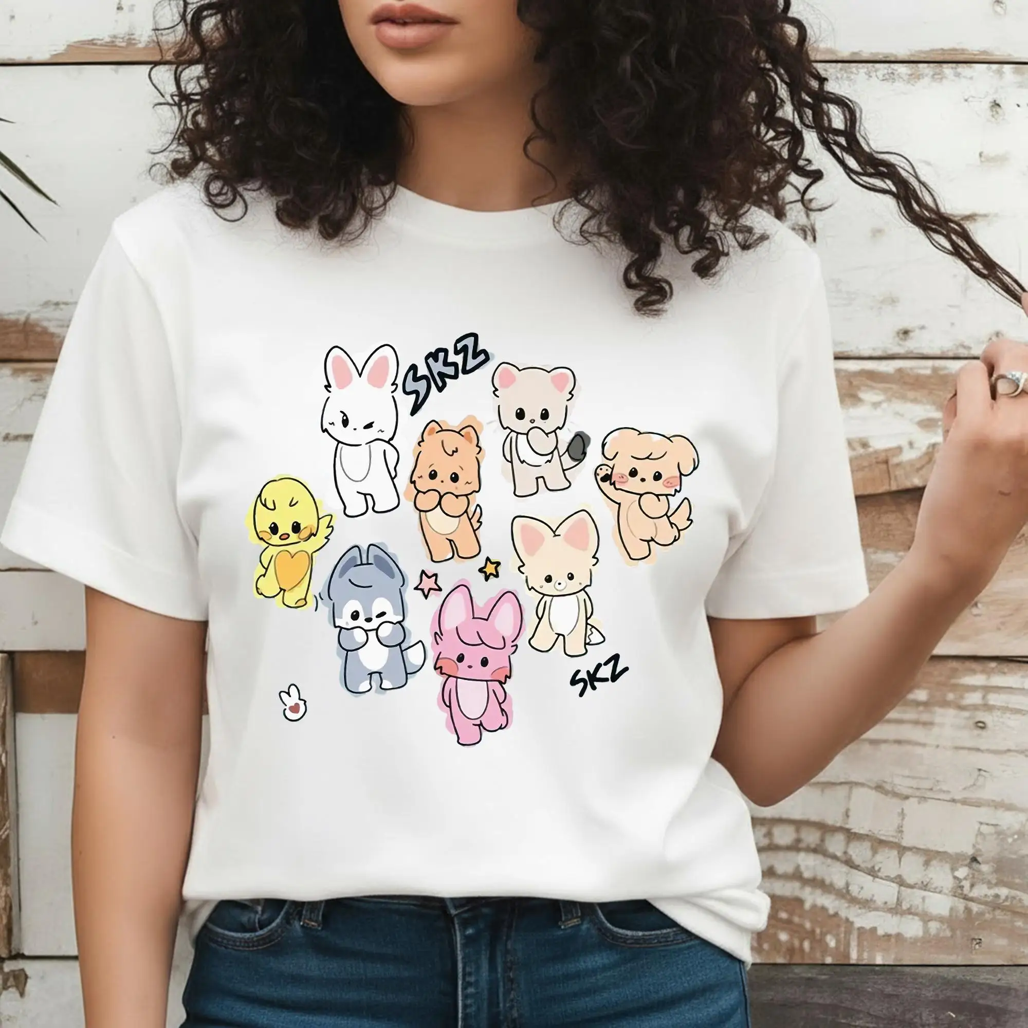 Stray Kids SKZOO World Tour Cartoon Fans T-shirt Mannen en vrouwen Zomer Katoenen kleding Mode Shirt met korte mouwen Streetwear