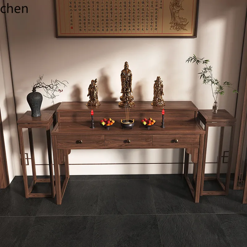Cz incense table for homesolid wood buddha statue offering table altar offering table shrine god of wealth bodhisattva cabinet