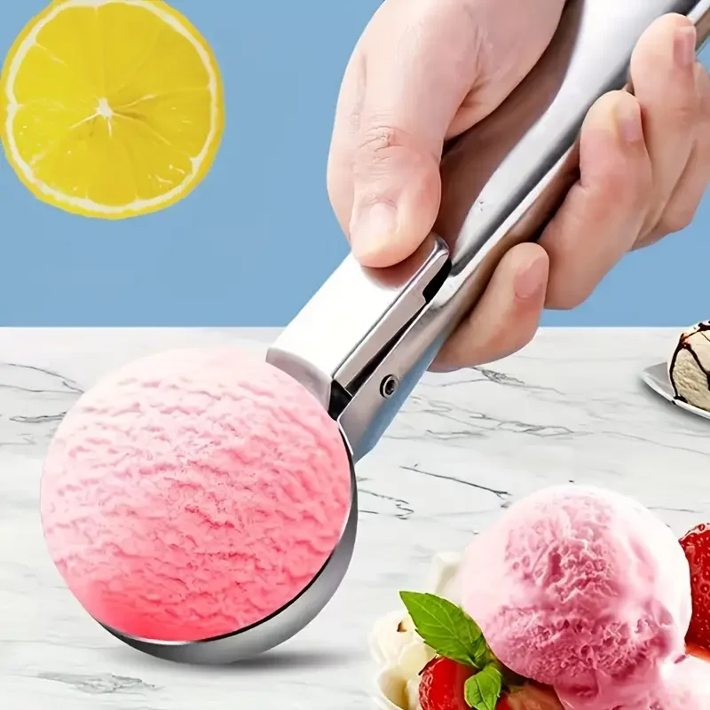 Colher de Sorvete de Aço Inoxidável Premium, Colher Multifuncional para Frutas, Utensílios de Cozinha, Fácil de Usar