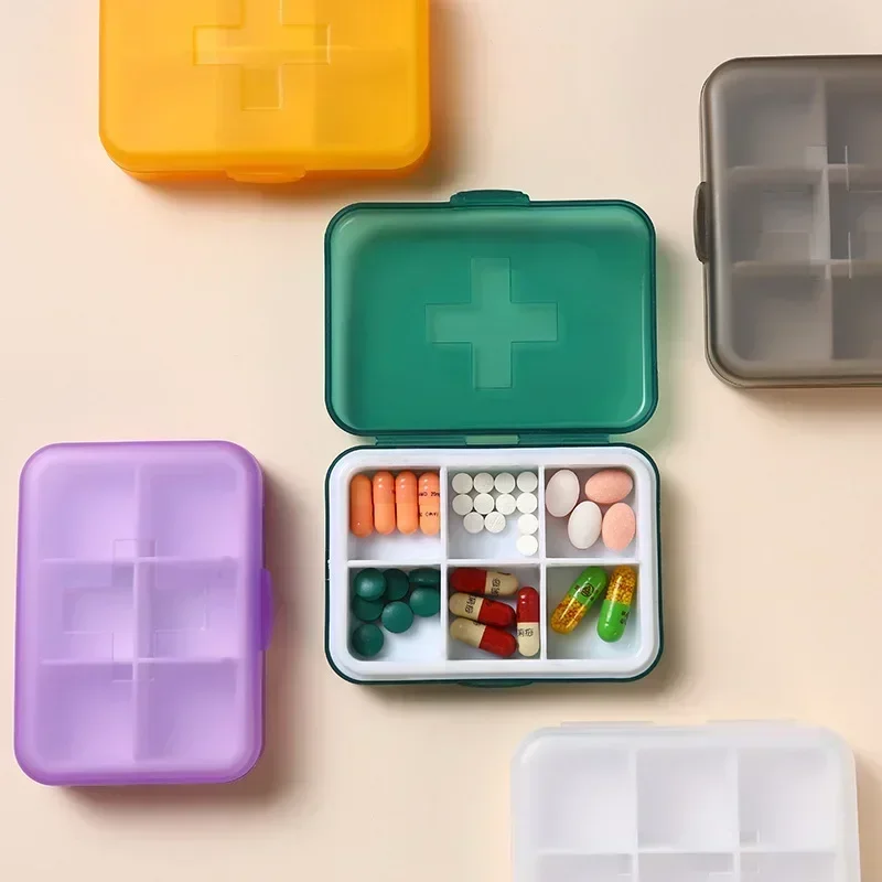 Travel Portable Mini Medicine Pill Box Storage Container Pill Case for Tablets Small Pillbox Organizer Case 6 Grids Pill Cases