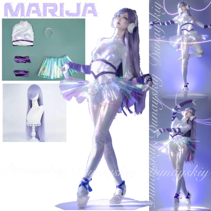 

Muse Dash Game Marija Cosplay Mechanical Dancer With Laser Effect Clothes And Different Branch Morphologies Cosplay Costume Suit