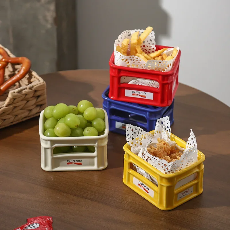 New Creative Ceramic Snack Bowl Living Room Home Fruit Bowl Cafe Snack Basket Popcorn French Fries Bowl