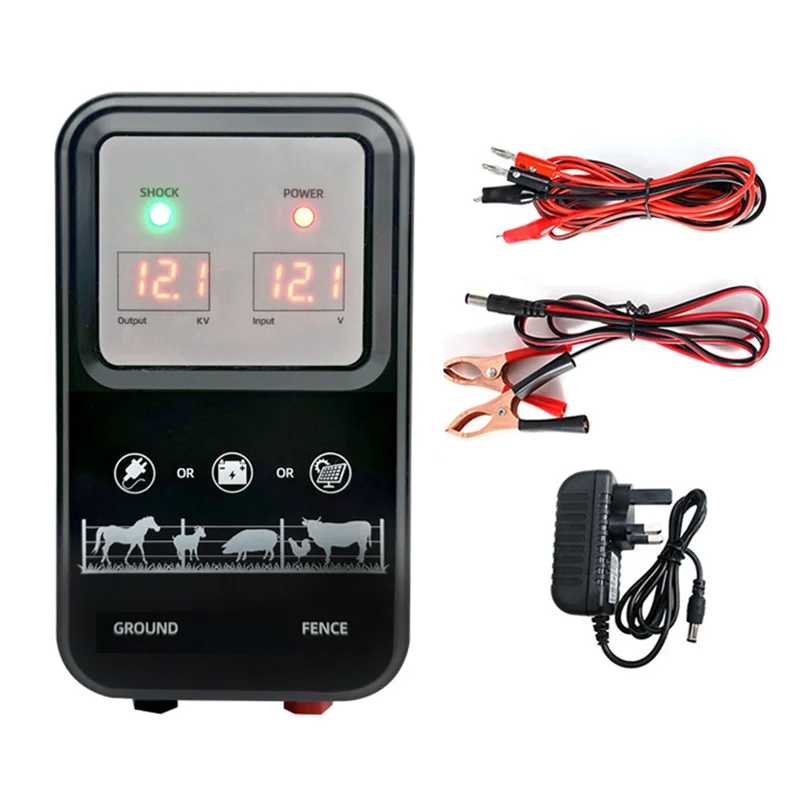 

KYCOR-ЖК-дисплей напряжения 10 км, инструмент для контроллера электрического забора для скота, овцы, крупного рогатого скота, птицы, изоляторы для забора, британская вилка