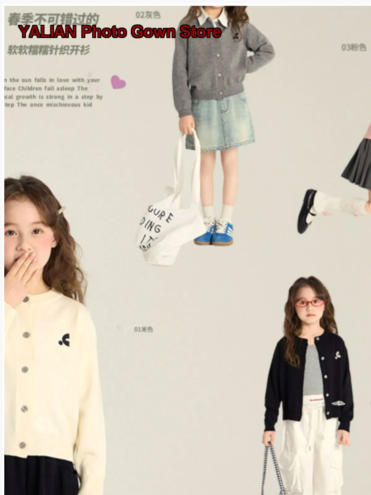 Older Kids Loose Fit Knit Jacket Solid Color Embroidered Fashionable Outerwear Girls