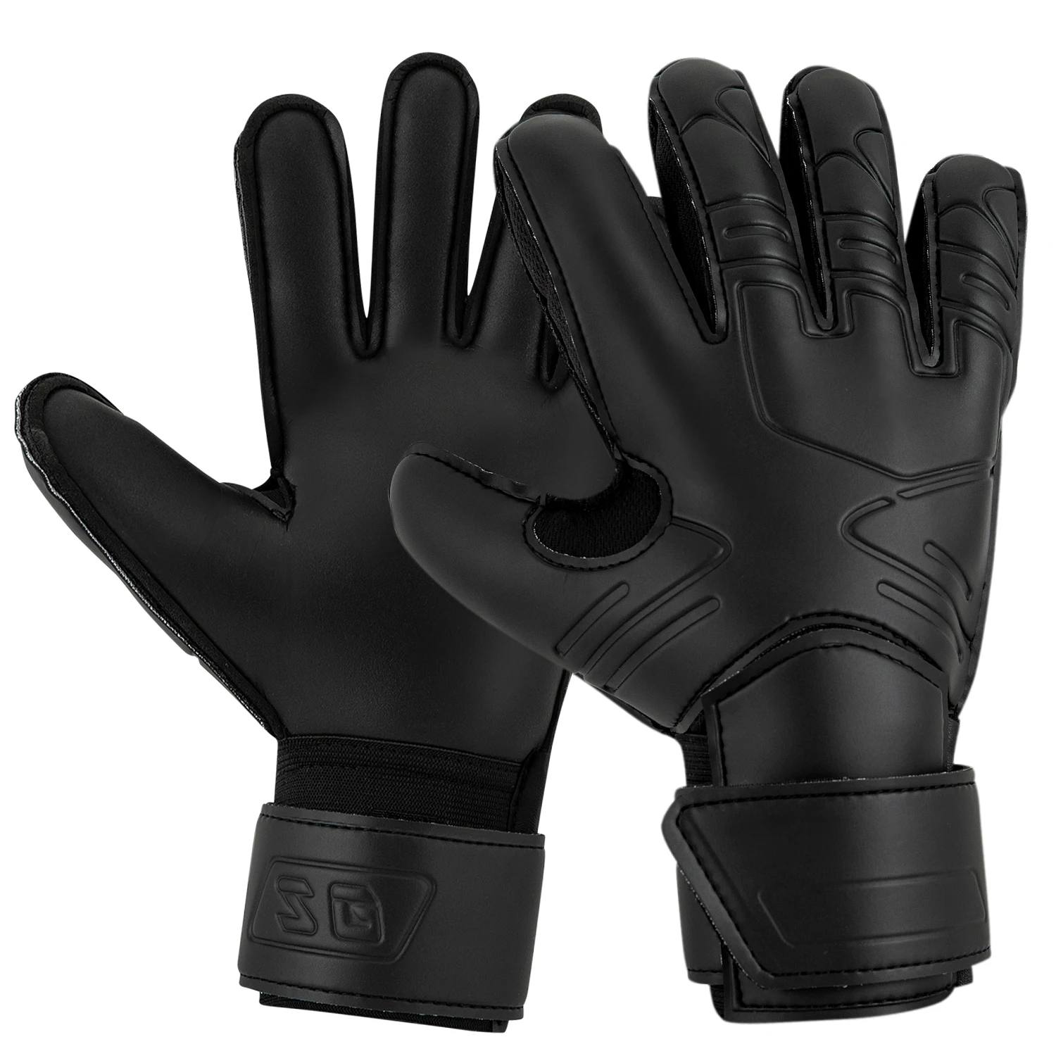 1 Pair Black Size 7-10 Goalkeeper Gloves WIth Finger Protector Air Vent Soccer Goalie Football Latex