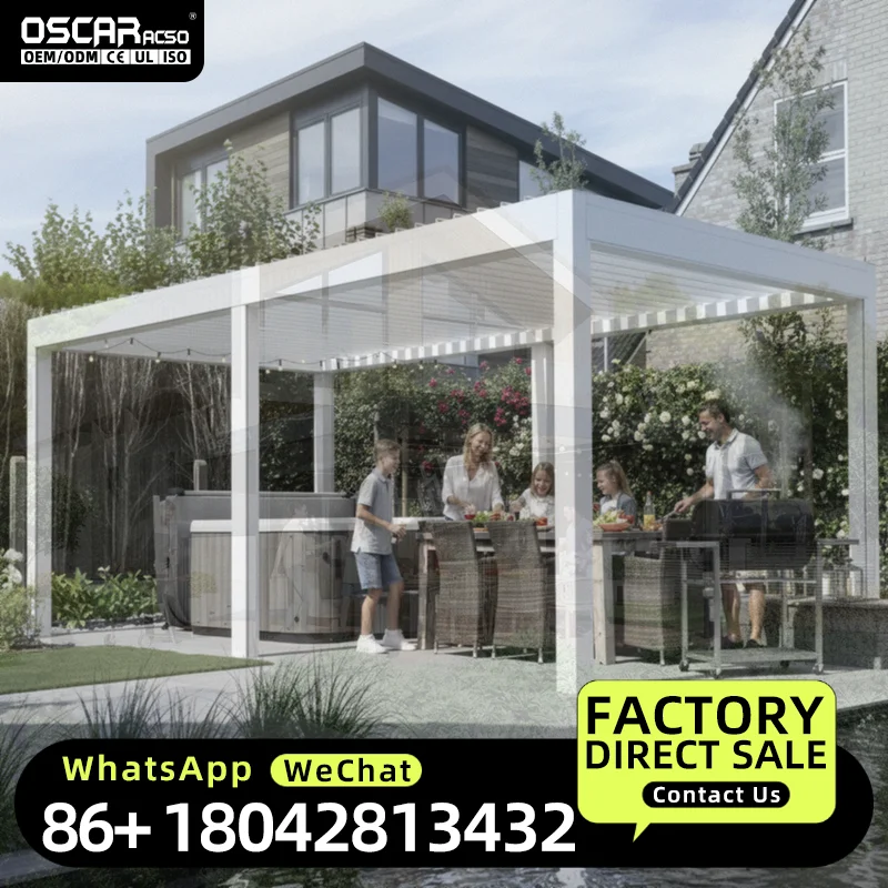 3x3m 4x3m 4x4m 6x3m 6x4m Modern Outdoor Aluminum Louvre Roof  for Garden Buildings and Outdoor Spaces in Europe Pergola