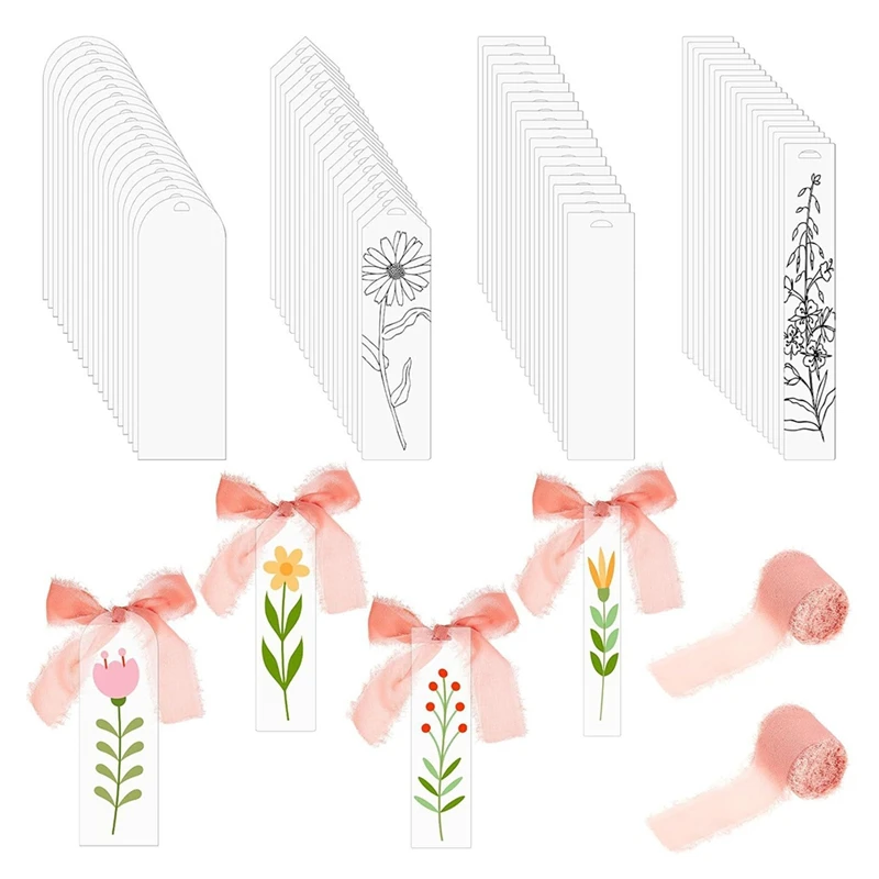24PCS Transparent Acrylic Bookmark Blanks Clear Acrylic Bookmarks Acrylic Tags DIY Bookmark Book Accessories