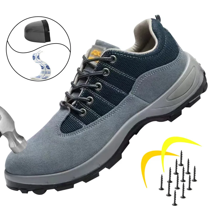 Men's Work Shoes Anti-smashing Anti-piercing Labor Protection Shoes Oil-resistant Acid-base Breathable Anti Slip Safety Shoes