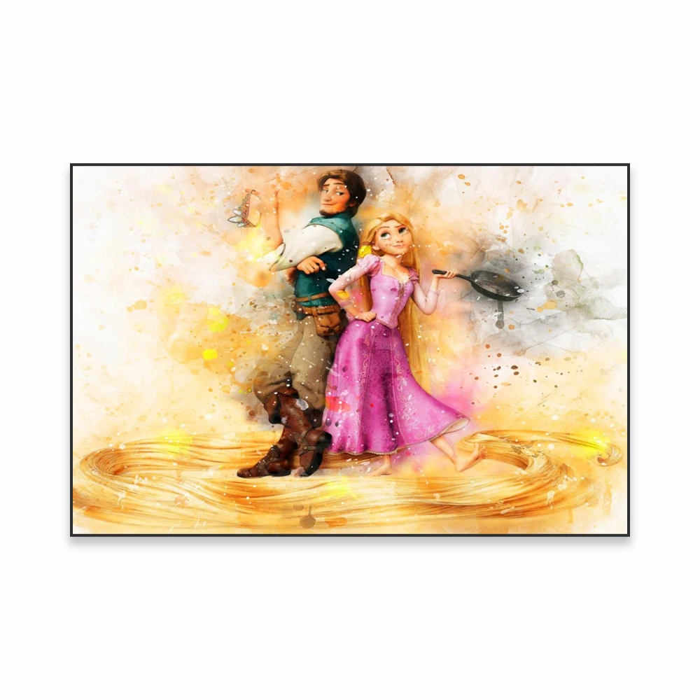 Princesa Disney, La Sirenita, impresión artística en acuarela, Tiana de La Princesa y el Sapo, pintura en lienzo, carteles para habitación