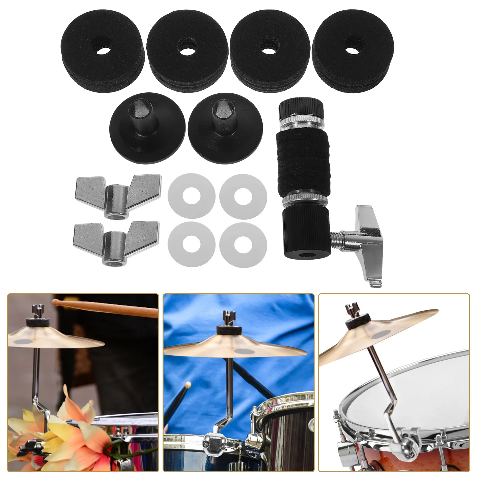 

1Set Cymbal Drum Kit Replacement Parts Felt Pads Durable Drum Accessories Gadgets Disc Nuts Felt Pads
