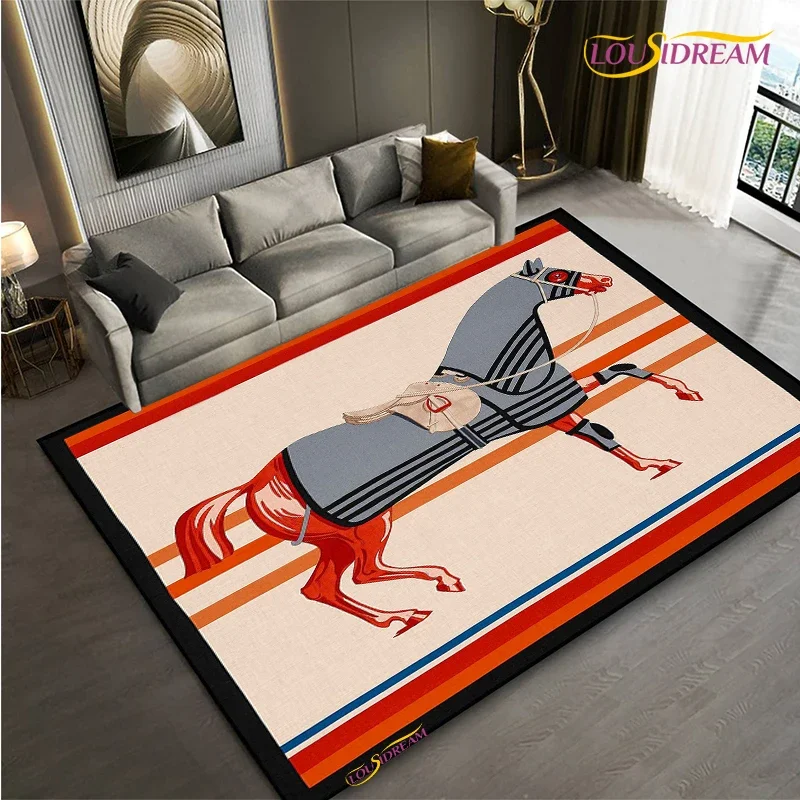 VIKAMA  Artistic Horse Pattern Carpet - Suitable For Living Room, Sofa, Bedroom, Yoga Mat, And Home Decoration Floor Mat