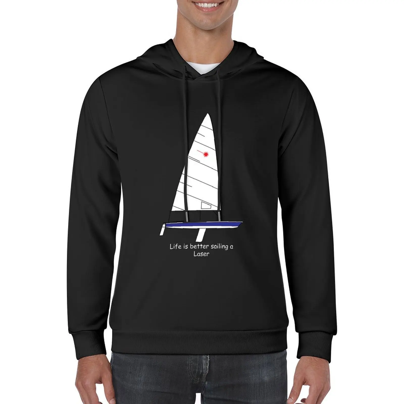Velero láser: la vida es mejor navegando con una sudadera con capucha láser, ropa estética, ropa de invierno, ropa coreana de otoño, Sudadera con capucha para hombres
